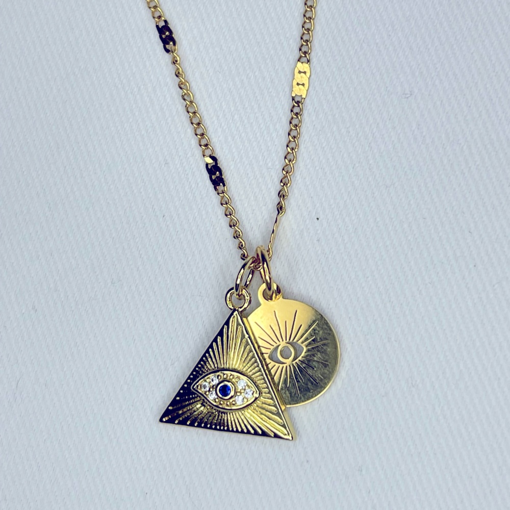 Gold triangle eye charm gold plated great gift 2+ 20% off 3+ bundles ship free